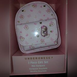 3 Piece Under One Sky Pink and White Kids Backpack Set